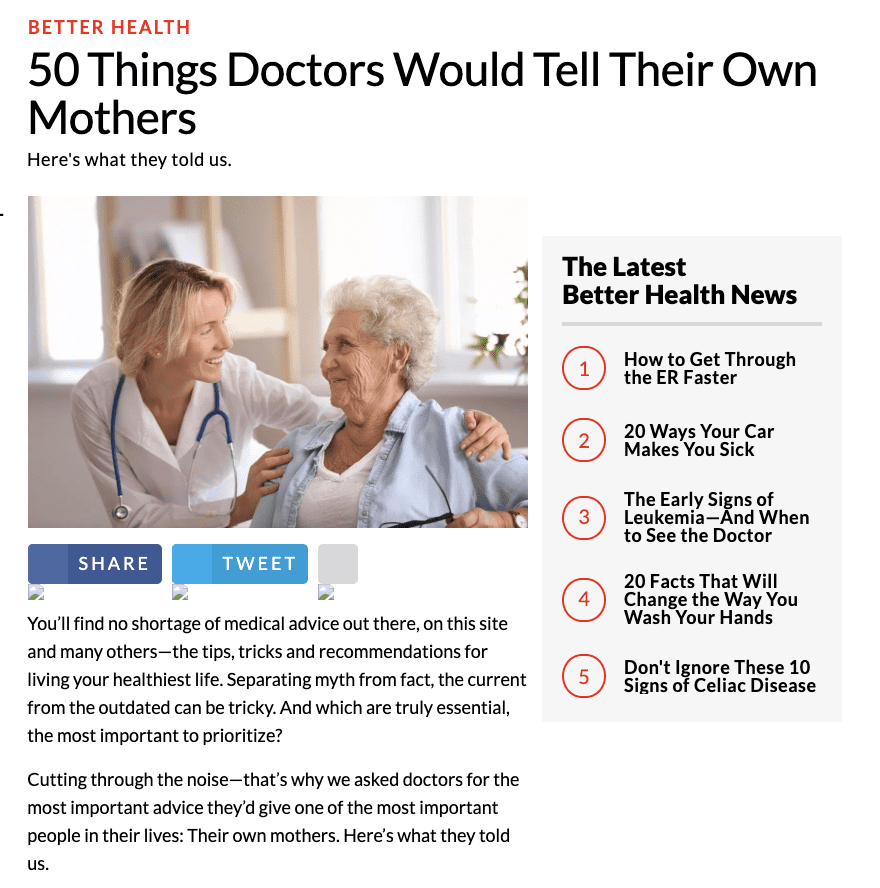 50 Things Doctors Would Tell Their Own Mothers