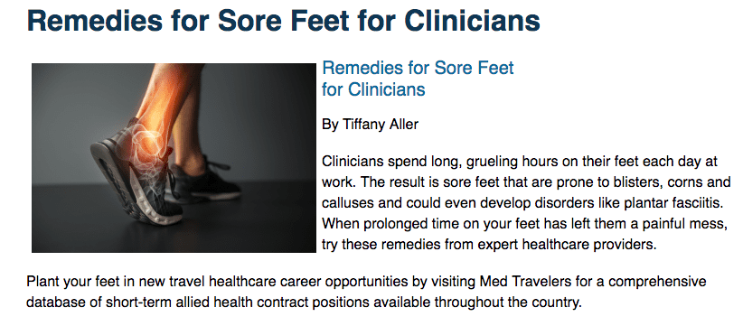 Remedies for Sore Feet for Clinicians 