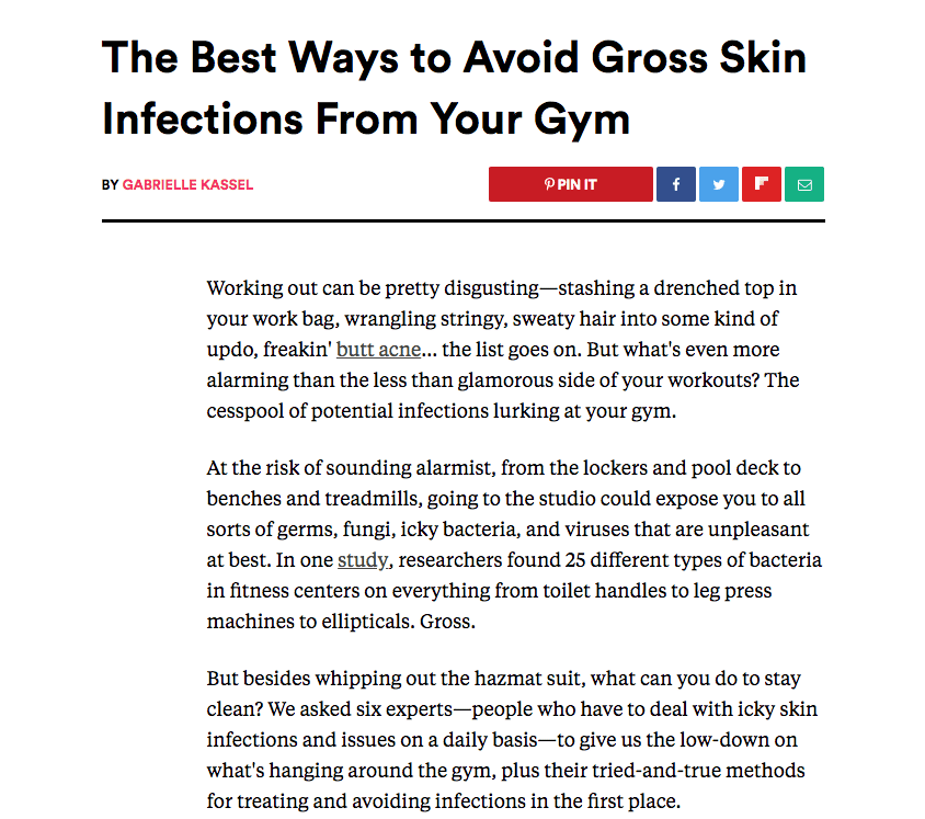 The Best Ways to Avoid Gross Skin Infections From Your Gym 