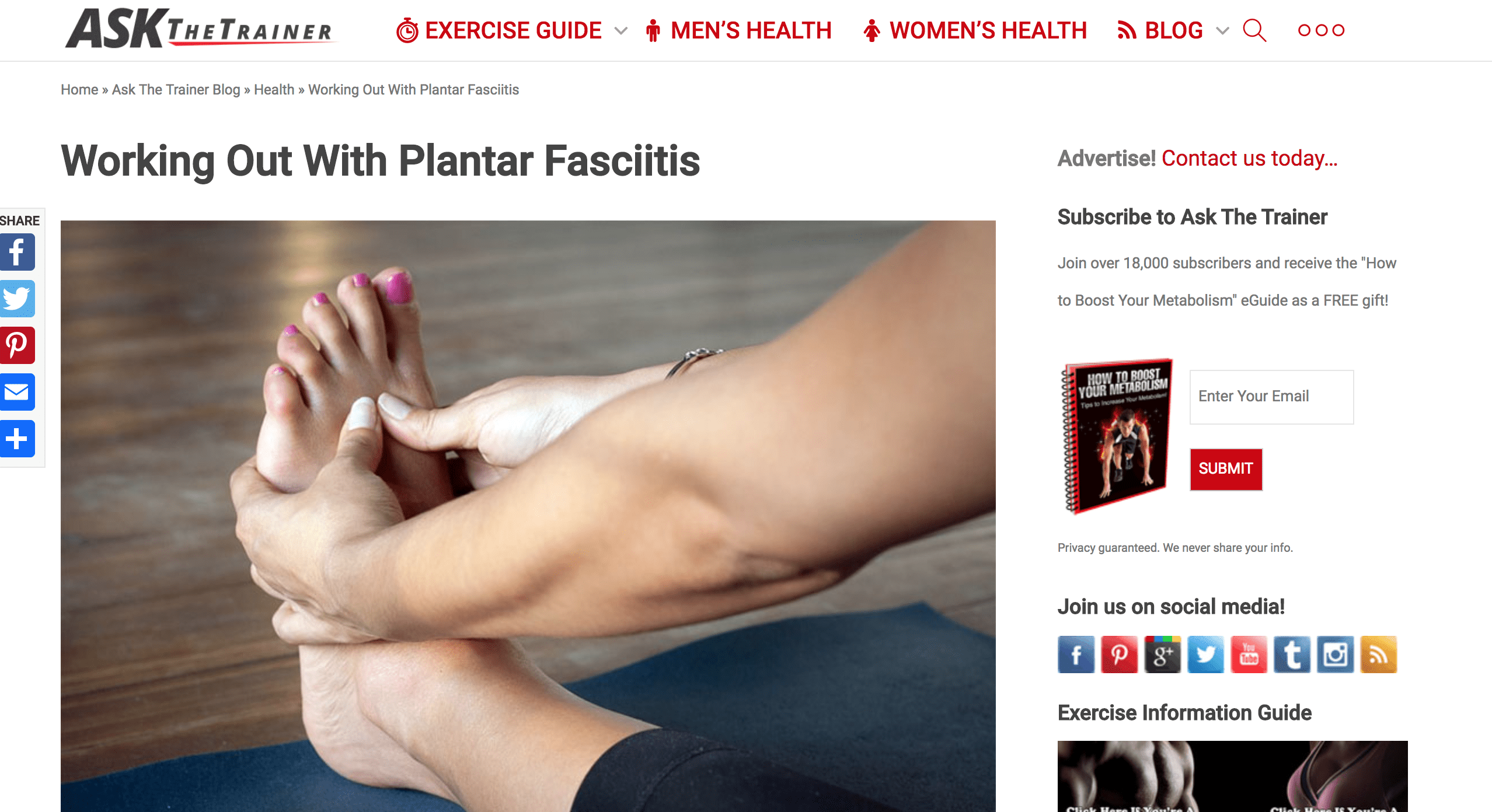 WORKING OUT WITH PLANTAR FASCIITIS